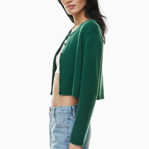Aritzia Luxe Cashmere Sicily Cardigan NWT Forest Green - Picture 2 of 11